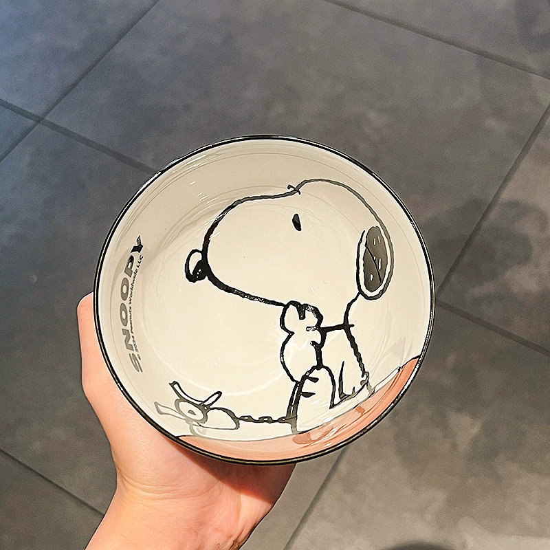 Керамическая чашечная набор (Snoopy) — 4 шт., 300 мл, домашняя посуда со вилкой/ложкой