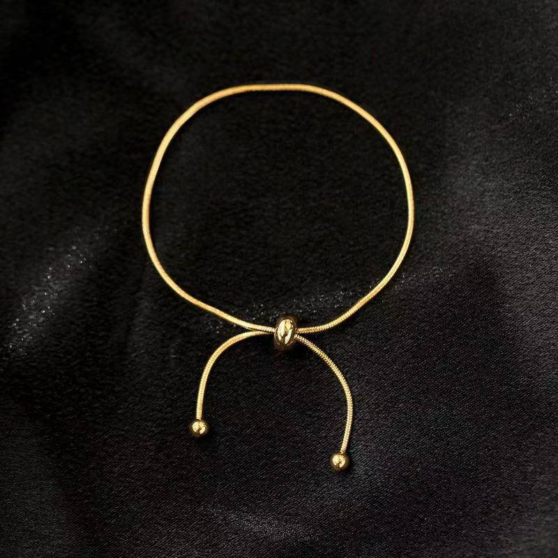 Wenjian estilo coreano 18K oro simple serpiente hueso pulsera Internet celebridad novias estudiante simple ins Mori longitud ajustable