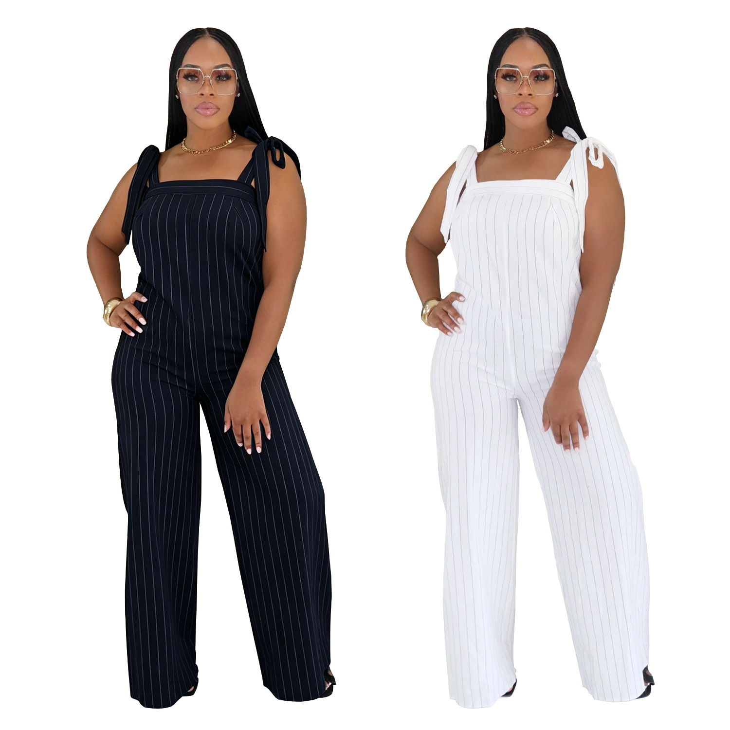 C7698 Aliexpress transfronterizo Amazon Europa y América ropa de moda de mujer correa de hombro casuales de piernas anchas pantalones de moda image 6