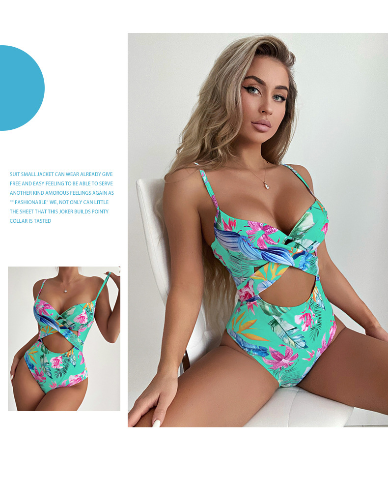 Swimming Occasion Strap Neckline Slim Fit Type Women's Beach Flower One Piece