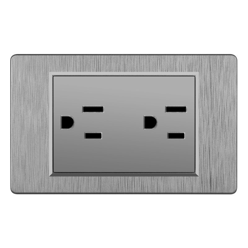 Enchufe de conmutación de alambre gris dibujado estilo americano 15A 110V 118 tipo de enchufe de pared taiwanés panel de comercio exterior