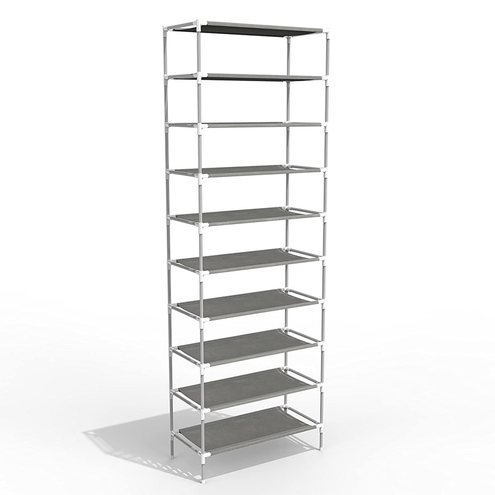 Zapatero de una sola fila de 10 capas para el hogar económico que ahorra espacio de almacenamiento a prueba de polvo de múltiples capas puerta simple gabinete de zapatos de gran capacidad