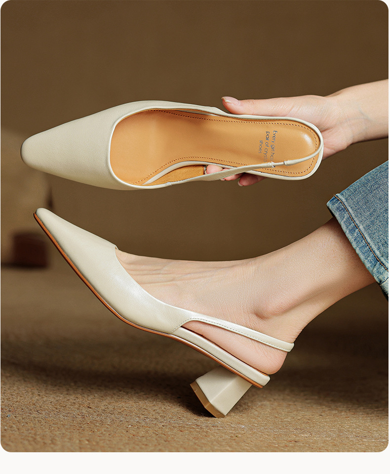 Sandal cao gót nữ hở mũi gót thô 4 cm, phong cách Hàn Quốc, đi làm — đen chi tiết 6