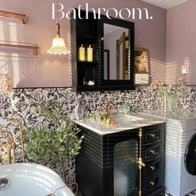 法式紫色网红卫生间瓷砖搭配浴室厕所洗手间墙砖防滑地砖小花砖