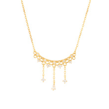 2022新款项链 日系复古少女蕾丝托帕石项饰S925银镀金女生日礼物