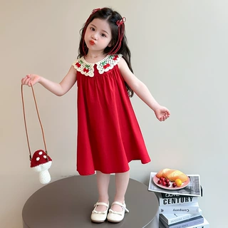 女童连衣裙夏季2025新款儿童洋气无袖背心裙女宝宝甜美可爱公主裙