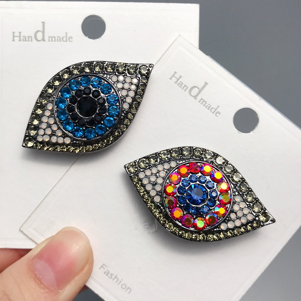 Retro Lapel Pin Cross-border Vintage Eye-shaped Brooch With Full Rhinestones Men Women, Suitable For Coats And Jackets_voghion.com