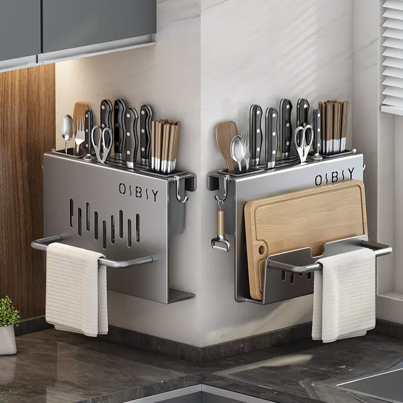 刀架置物架厨房壁挂式多功能菜板菜刀架筷子筒刀架一体刀具收纳架