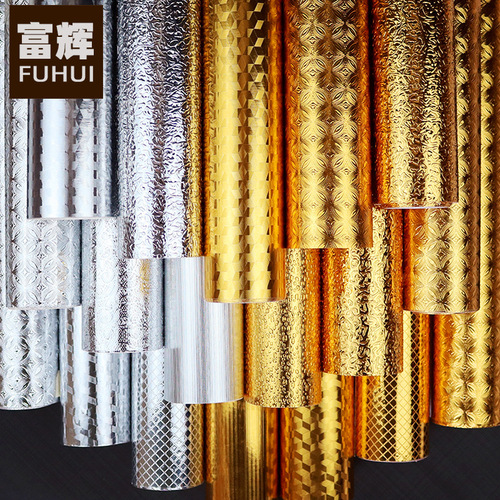 Kitchen oil-proof stickers fire-proof and high-temperature-resistant wall stickers waterproof, moisture-proof and mildew-proof wallpaper self-adhesive countertop cabinet tin foil paper