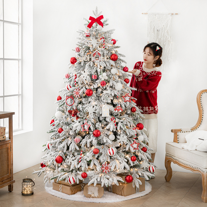 Nuevo árbol de Navidad rojo de lujo PE hoja 1,5/1,8 m cifrado Navidad nieve árbol paquete decoración árbol de Navidad