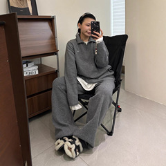 高端女装25早秋新款老钱风三色针织套装宽松百搭慵懒气质两件套