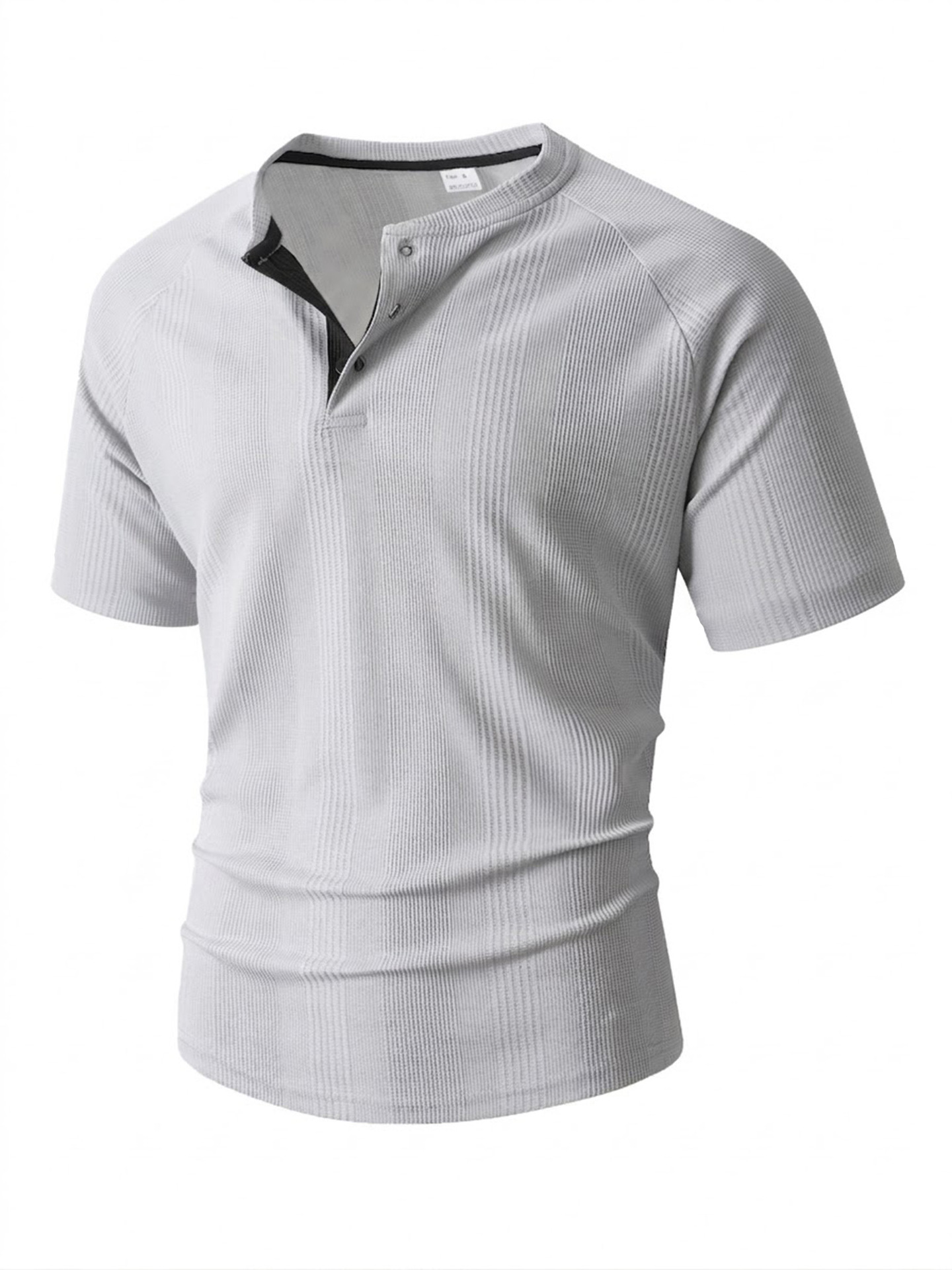 Men's Clothing Men's Summer Shirt Long Sleeve Round Neck Vertical Stripe Style Henry Base T-Shirt For Formal & Casual_viptrois.com
