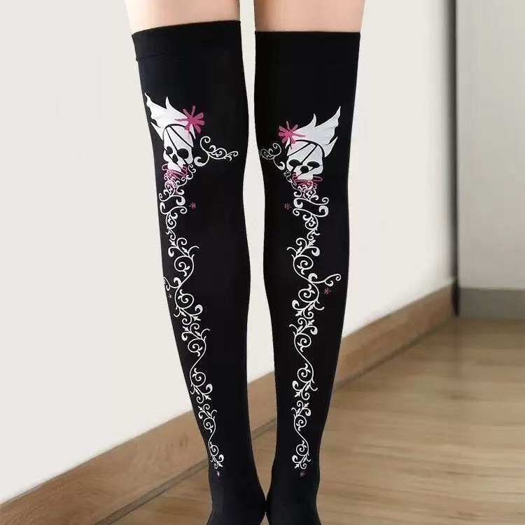 Halloween Knee-High Socks New Ghost Head Cool Rock Skull Stockings Halloween Ghost Socks