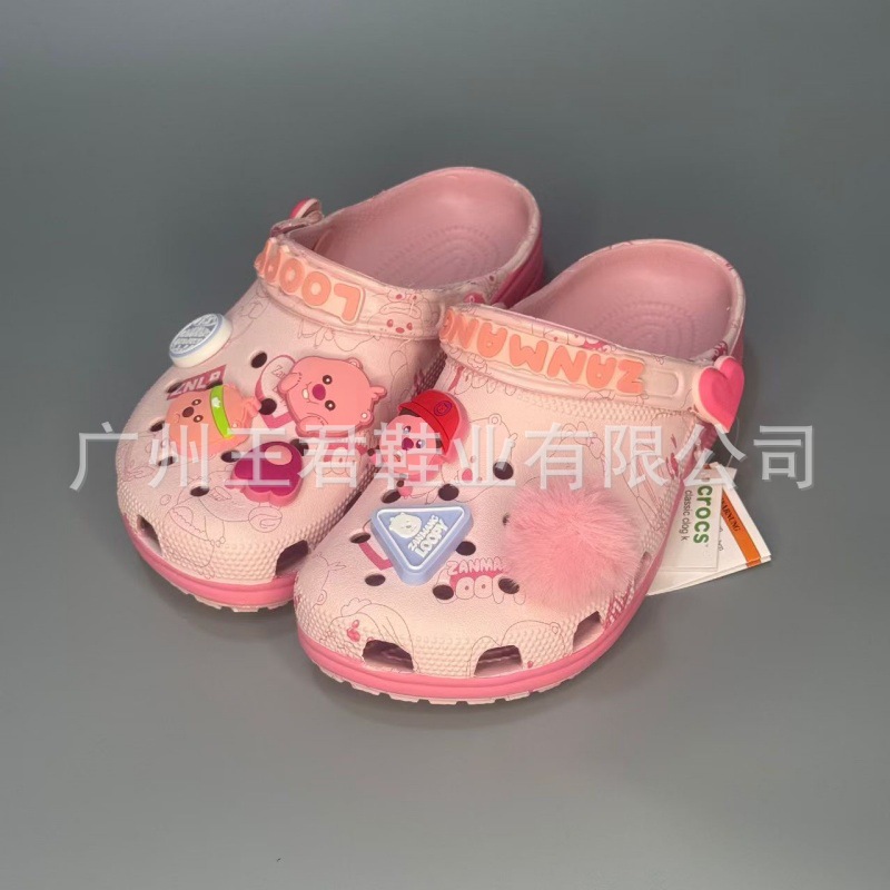 Zapatos con agujeros para niños Cross Sandalias de marca compartida Ruby, antideslizantes y transpirables para padres e hijos, lindas zapatillas Baotou