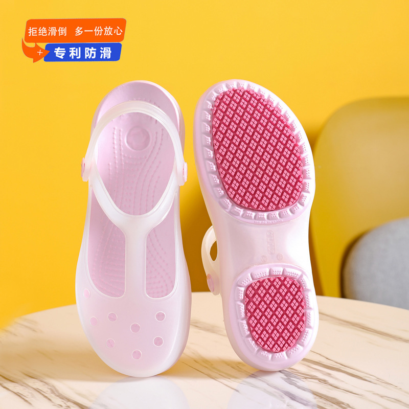 Jdov Women's Summer Non-Slip Outdoor Thick-Soled Clogs Jelly Shoes Closed-Toe Beach Sandals Versatile Floral Design