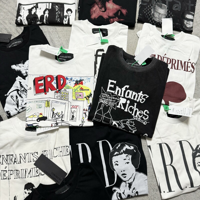 Erd Melancholic Rich Second Generation Short-Sleeved Retro Old Cleanfit Men's and Women's Vintage Slogan T-Shirt Cotton