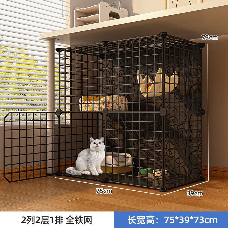 중형 더블 레이어 [75*39*73] 풀 아이언 메쉬 블랙 [무료 작은 쥐 장난감]