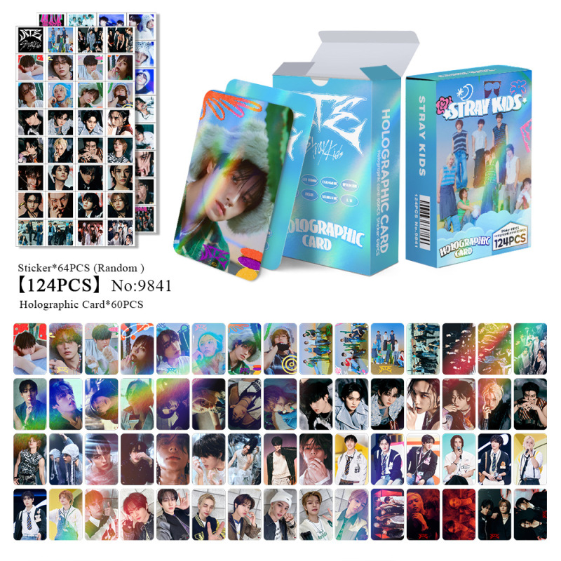 STRAYKID アルバム タータルチェーンカード ビッグヘッドステッカー 両面カラー印刷 LOMO カード フラッシュカード ホログラフィックカード 124 個|undefined