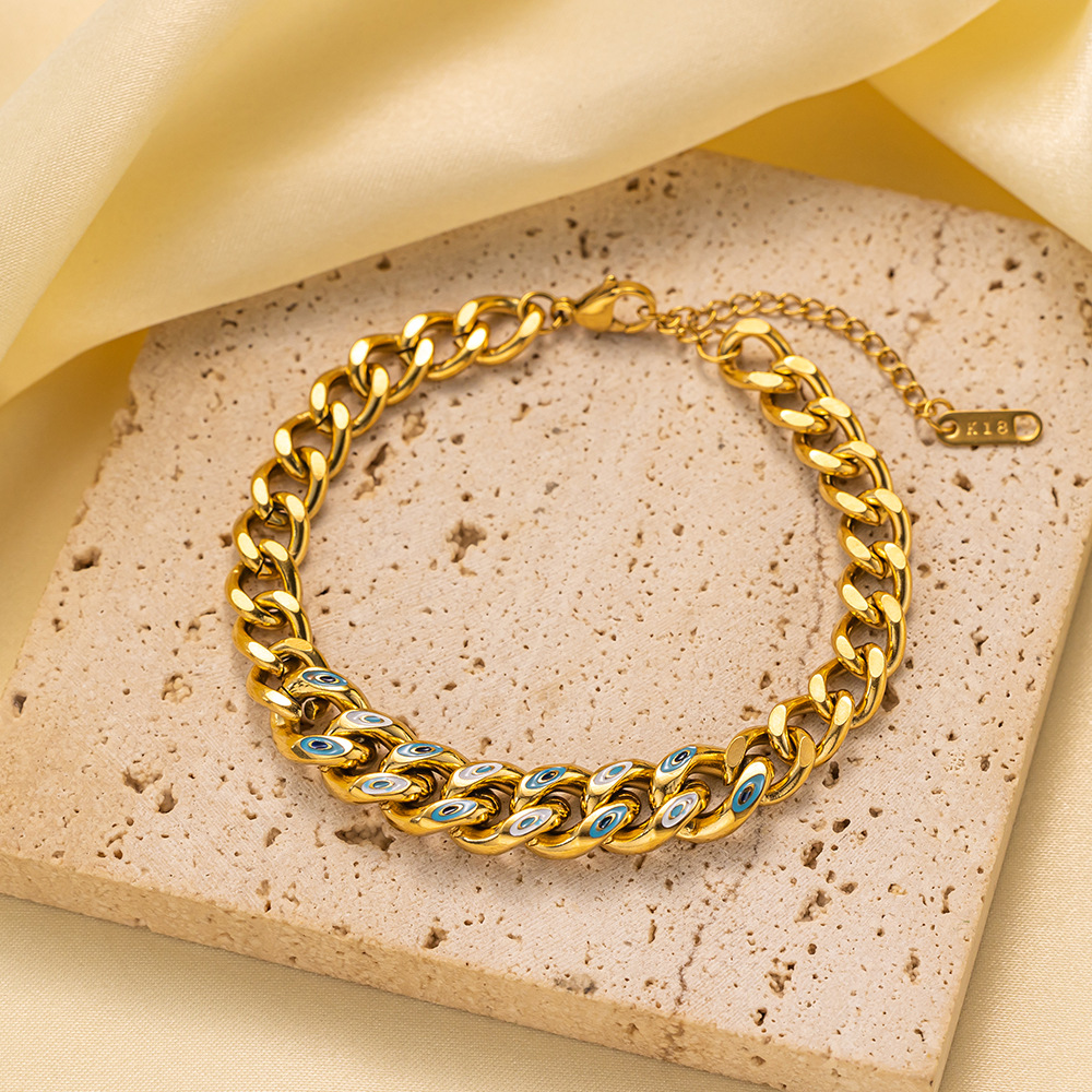 25g Weight 0.03µm-0.05µm Gold Plating Thickness PVD Coated Gold Plating Process 18K Real Gold Plated Plating Material 304 Stainless Steel Pendant Material Zircon Inlay Material Bracelets Classification 304 Stainless Steel Chain Material Cuban Link Chain Curb Chain, box chain, Twisted Rope Chain, snake chain, figaro chain Chain Type 1 Piece Quantity Daily Occasion 304 Stainless Steel Material Eye, Flower, Butterfly Pattern Women's Gender Casual, Simple Style Style Enamel, Inlay Craft Casual Simple Style Eye Flower Butterfly Titanium Steel Zircon Bracelets In Bulk 33