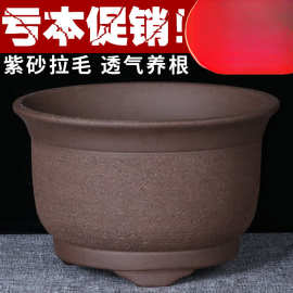 宜兴特大紫砂花盆绿萝盆景多肉种菜兰花盆圆口陶瓷盆