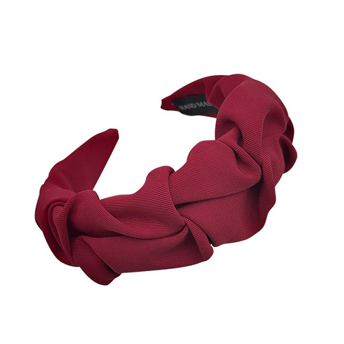 Korean Dongdaemun Style Pleated Wide Edge Solid Color Hair Clip Fashion Retro Hair Pin Korean Version Headband Hair Accessory for Women