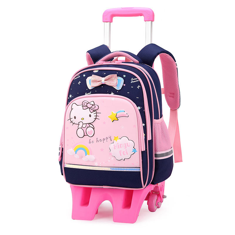 Mochila escolar con ruedas para niños de primaria con seis ruedas que pueden subir escaleras, mochila impermeable de gran capacidad y que reduce la carga para niñas de 1.º a 3.er grado