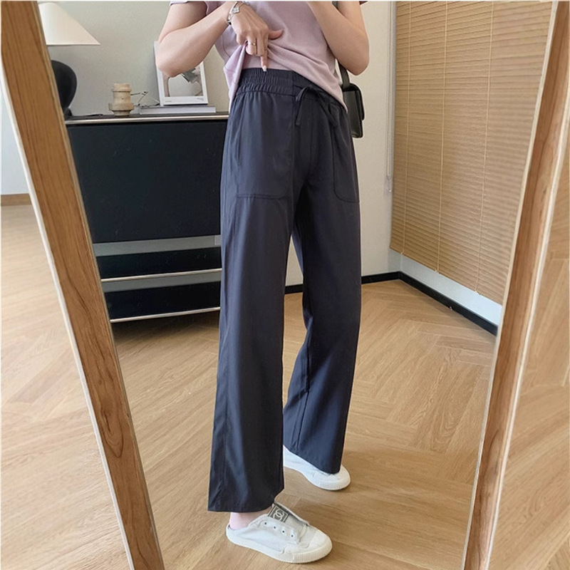 High-Quality Lu-Style Summer Magic Pants, Pull-On Lightweight Quick-Dry Wide-Leg Straight Thin Pants That Make Legs Look Longer