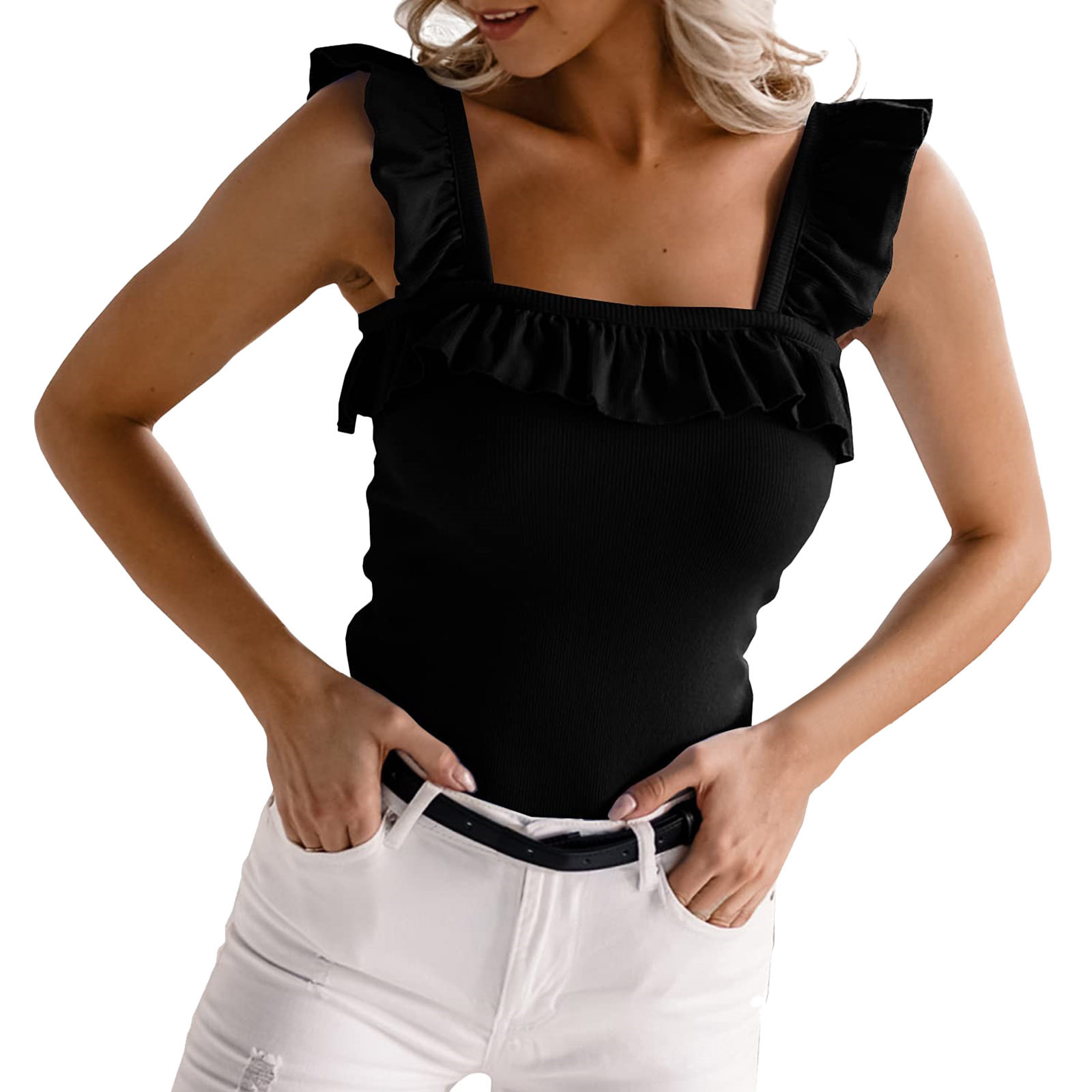 INS Stil 2023 Sommer Neue Nachtclub Mode Sexy Strap Open Back aushöhlen Slim Fit Offenen Nabel Tank Top_voghion.com