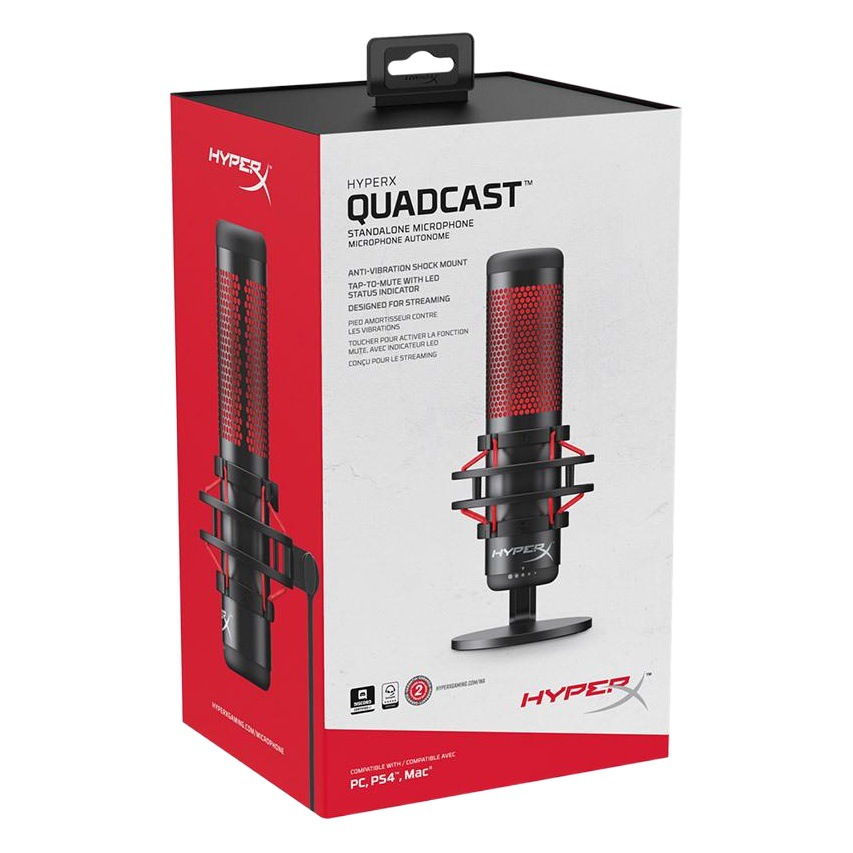 Hyperx Quadcast S SOLOCAST Extremadamente desconocido Vaso de sonido Rima de sonido 2S Micrófono