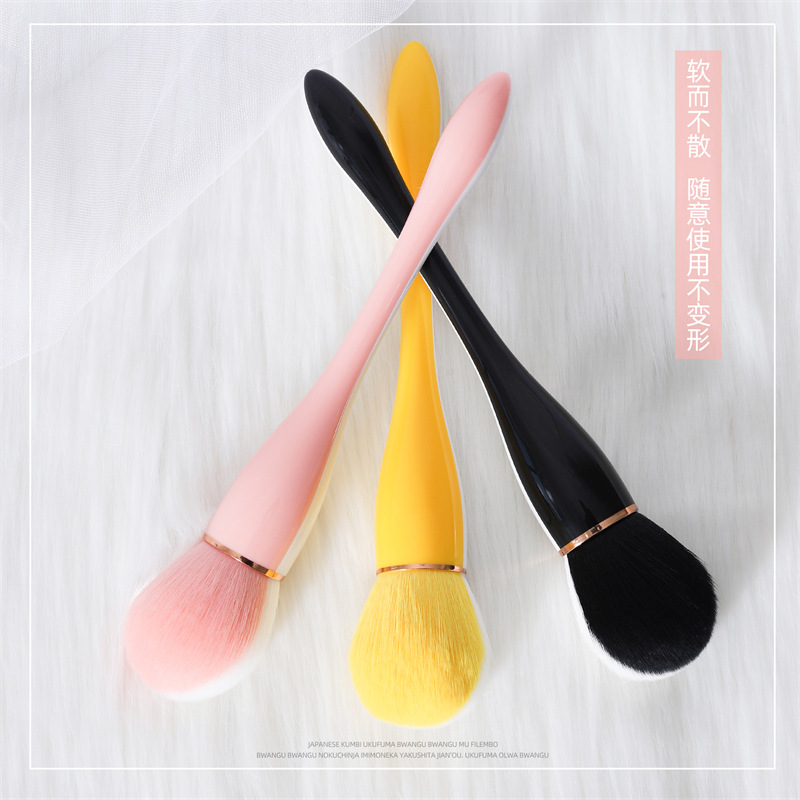 Cross-border nuevo doble color a juego pequeña cintura polvo de uñas cepillo de polvo Cabeza grande cepillo de limpieza de cabello suave cepillo de maquillaje cepillo de rubor