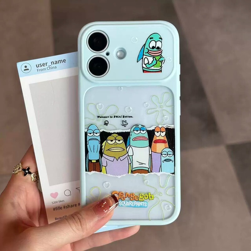 Suitable for Apple 17PROMAX phone case SpongeBob Fishman cartoon fun print iPhone18 hard case 15