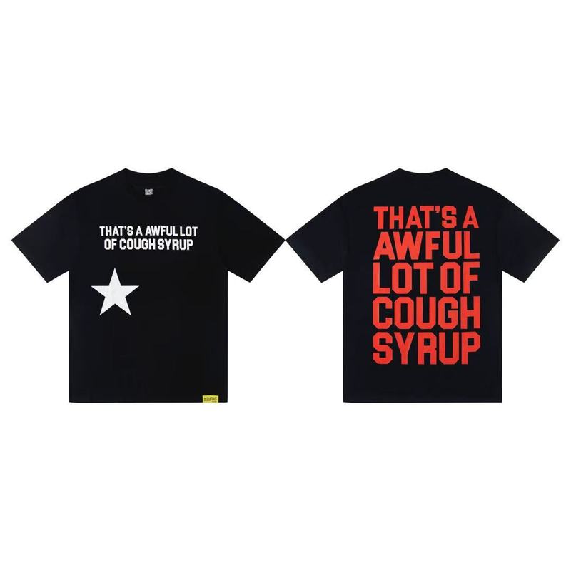 国境を越えた貿易のトレンドブランド THAT'S A AWFUL LOT OF COUGH SYRUP ゆったり男女兼用半袖Tシャツ|undefined