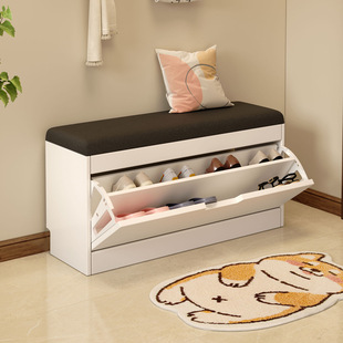 Solid Wood Shoe Changing Stool Hallway Shoe Cabinet Simple Modern Storage Stool Cushion Bench Entry Shoe Rack Tapered Shoe Wearable Stool