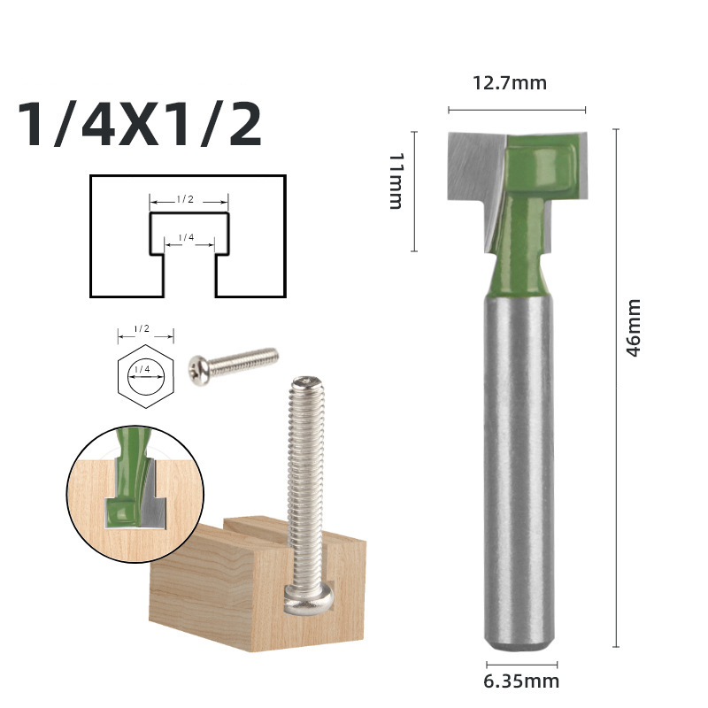 Cuchillo de ojo de cerradura verde 6 piezas para trabajar la madera cortador de fresado de doble hoja cuchillo de ranura en T marco de fotos de ojo de cerradura agujero colgante cuchillo Gong