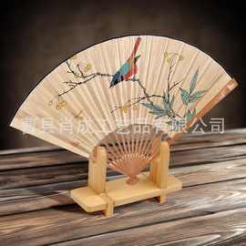 团扇架折扇架原竹实木展示架可拆卸扇托扇子底座古风宫扇展示支架