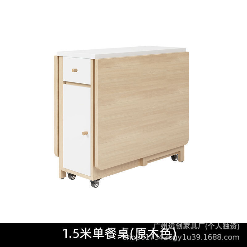 Mesa plegable de viento de crema doméstica plegable mesa de comedor móvil silla simple mesa multifuncional mesa de comedor combinación de silla