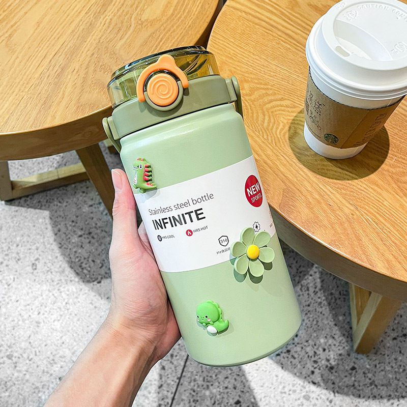 Nueva gran capacidad 304 taza de aislamiento térmico práctica taza de aislamiento de agua fría doble uso al aire libre regalo portátil de un botón para abrir la tapa