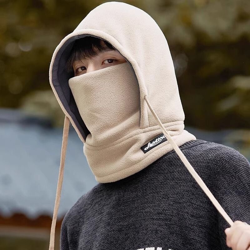 帽子围巾一体男冬季男生保暖围脖东北防寒围巾手套三件套毛绒连帽|undefined