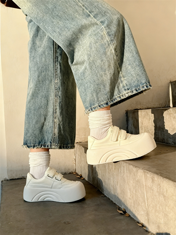 Scarpe platform stile pane donna velcro cloud bianco_voghion.com