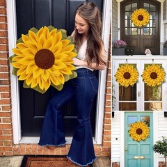 Cross-border Bee Festival Wreath Thanksgiving Decorations Large-Sized Artificial Sunflower Eternal Flower Wall Hanging Door Ornament