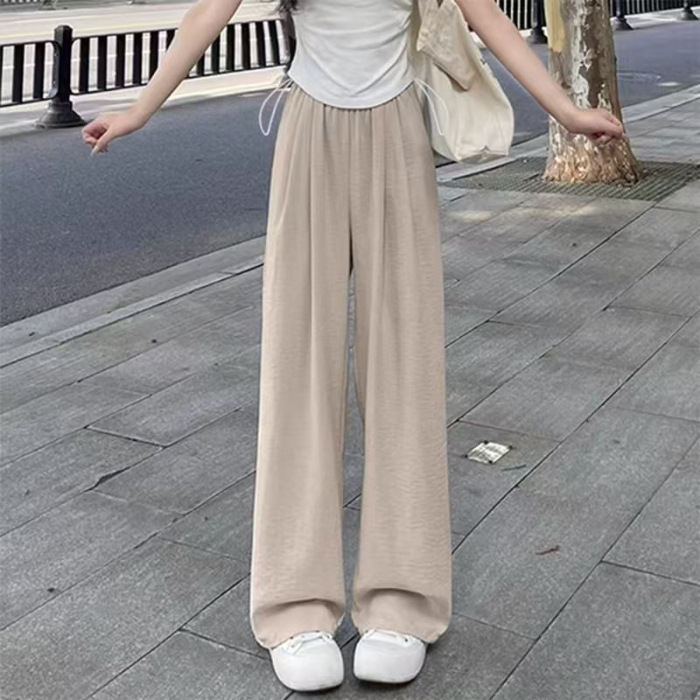小柄な女性向けの夏用薄手スタイル、ゆったりとした夏用ミルクカジュアルロングパンツ、アウターパンツ、女性用ワイドレッグパンツ、クロスボーダー限定|undefined