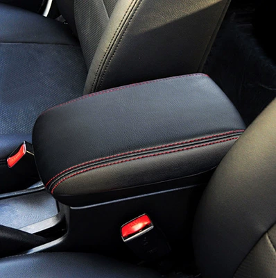 Armrest box, Central Armrest Box Cover Armrest - 06-10-black-leather-red-line-no-standard