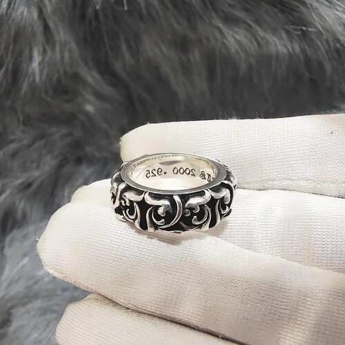 New personalized cross sterling silver ring for male and female couples, trendy retro Thai silver eternal rattan ring
