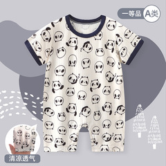 新型の乳幼児の半袖の開段の服の男女の赤ちゃんの漫画の薄いタイプの連体の服の新生児は超萌えて短いです。
