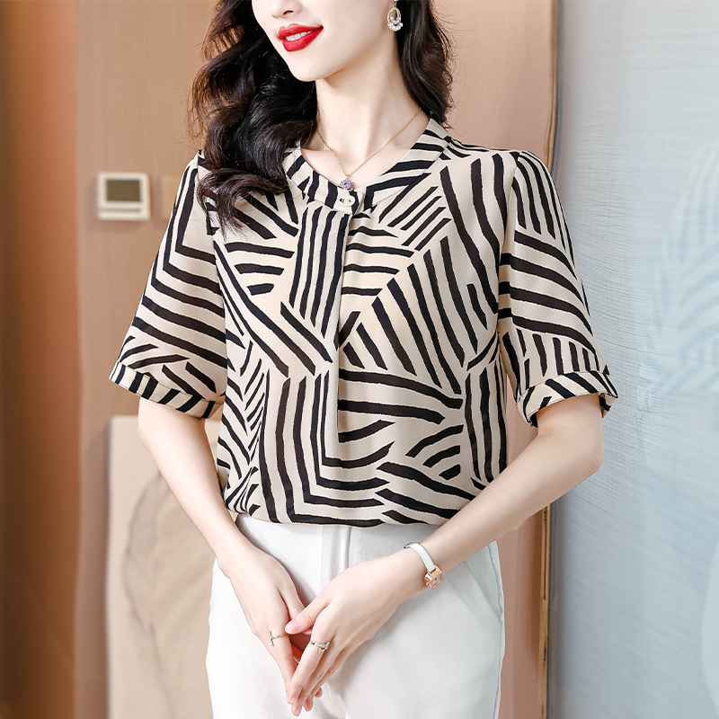 French fashionable large-size chiffon shirt for women cross-border…