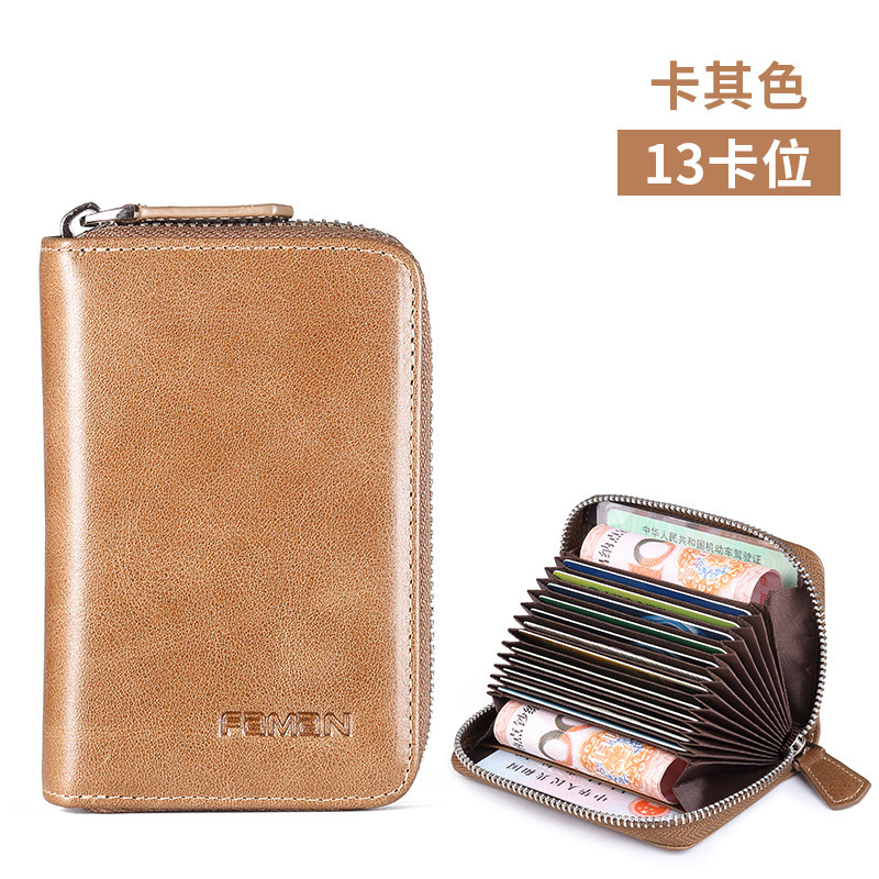 Bolsa de tarjetas de color sólido de cuero para hombres tarjeta de crédito de cuero multifuncional bolsa de tarjetas bancarias bolsa de tarjetas de órgano