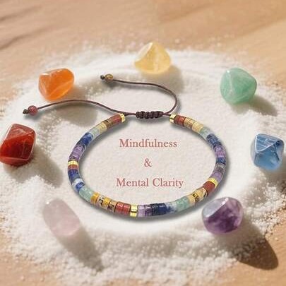 Amazon's Best-Selling Ethnic Style Seven-Color Natural Stone Beaded Spacer Beads Adjustable Braided Beaded Bracelet Women's Jewelry