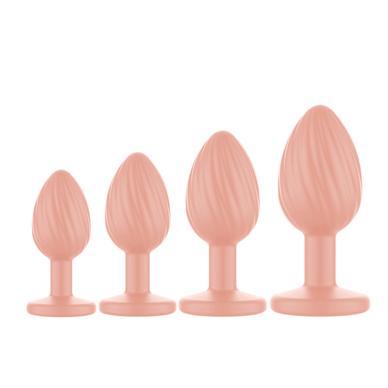 Silicone Ribbed Anal Plug with Jeweled Base, Body-Safe Fetish Toy — detail image 1