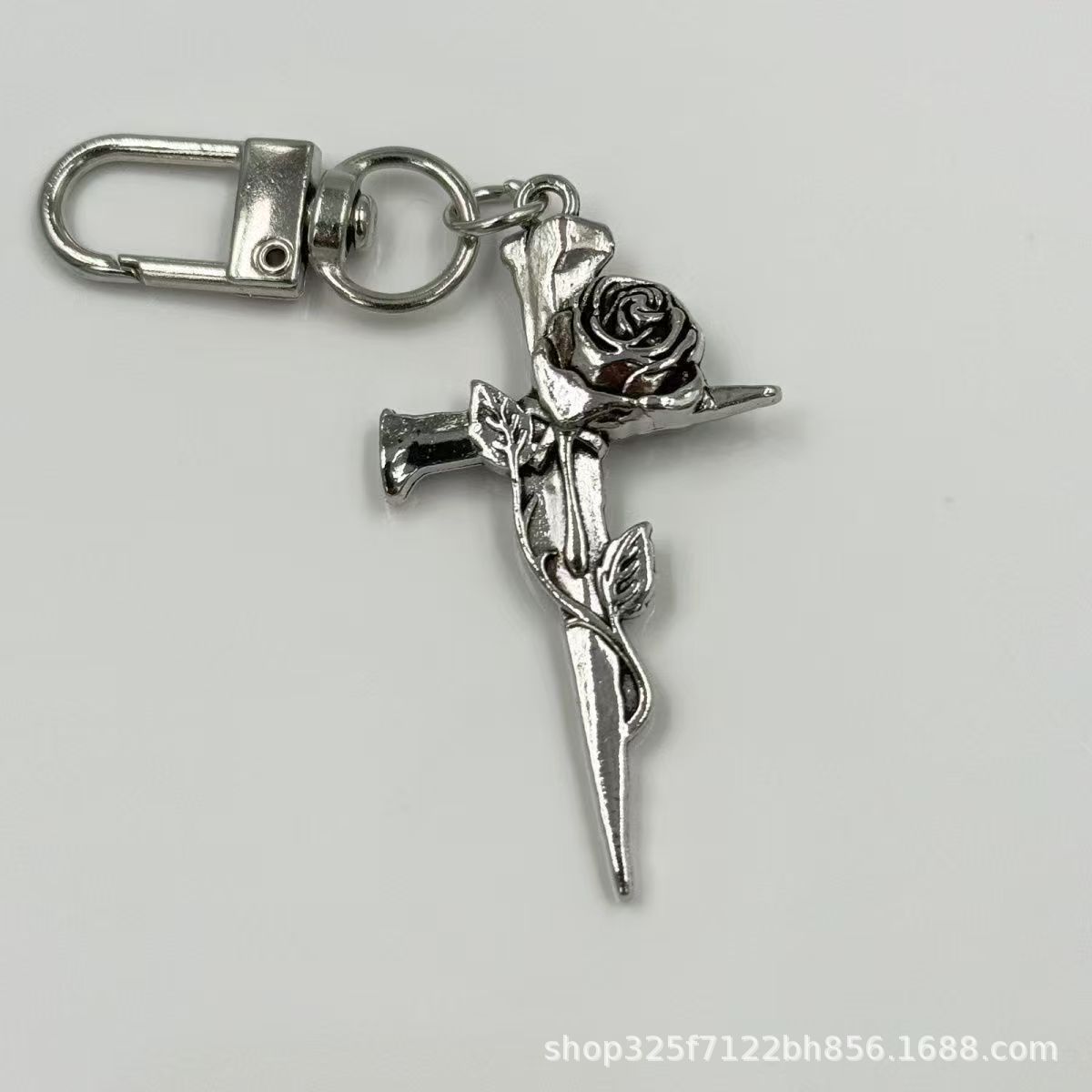 Cross-Border New Hip-Hop Retro Double-Sided Thorn Rose Nail Cross Pendant DIY Alloy Jewelry Accessories