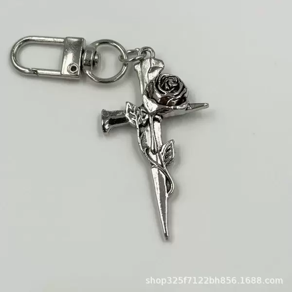 Cross-Border New Hip-Hop Retro Double-Sided Thorn Rose Nail Cross Pendant DIY Alloy Jewelry Accessories